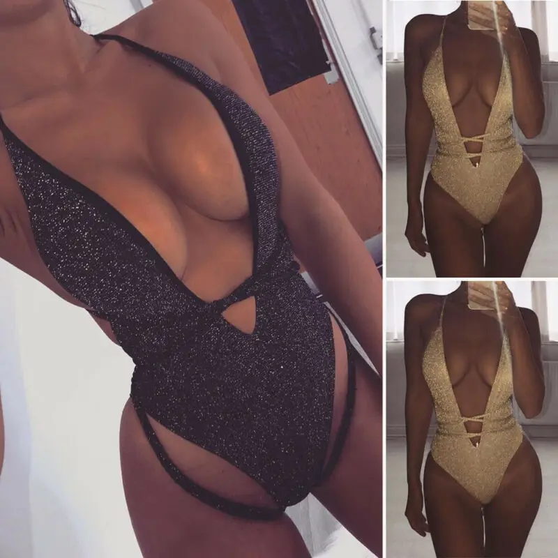 Ladies One Piece Bandage Bikini Push Up Bra Glitter Bling Monokini Swimsuit Swimwear Summer Bathing Suit for Women
Ladies One Piece Bandage Bikini Push Up Bra Glitter Bling Monokini Swimsuit Swimwear Summer Bathing Suit for Women