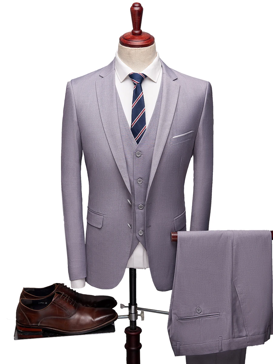 Fashion Blue 3 Piece Suit Men Korean Fashion Business Mens Suits