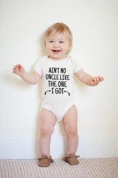 

Newborn Onesie Baby Boys Girls Ain't No Uncle Like The One I Got Letters Print Long Sleeve Gray Bodysuits Tiny Cottons 2020