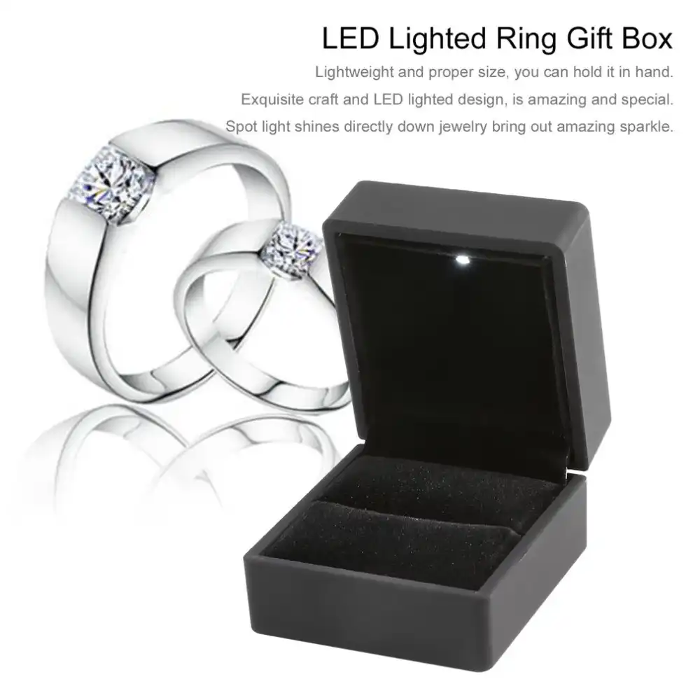 led lighted earring ring gift box wedding engagement ring