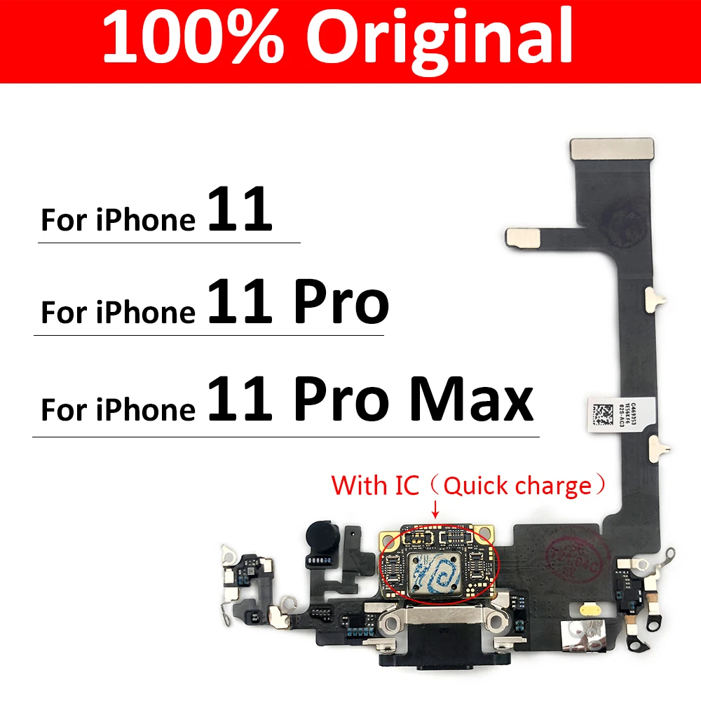 100% Оригинальный Новый USB-порт для зарядки плата с гибким кабелем Iphone 11 Pro 11Pro Max