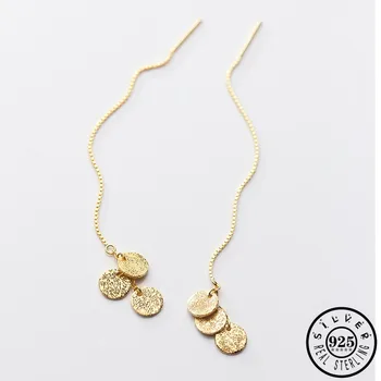 925 Sterling Silver Round Wafer Shape Ear Threader Statement Gold Color Plated Long Chain Dangle Drop Earrings for Women
925 Sterling Silver Round Wafer Shape Ear Threader Statement Gold Color Plated Long Chain Dangle Drop Earrings for Women