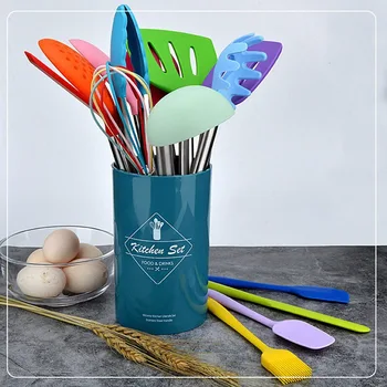14PCS Cooking Tool Set Stainless Steel Tube Handle Silicone Non-stick Spatula Soup Spoon Eggbeater BBQ Brush Kitchen Accessories
14PCS Cooking Tool Set Stainless Steel Tube Handle Silicone Non-stick Spatula Soup Spoon Eggbeater BBQ Brush Kitchen Accessories