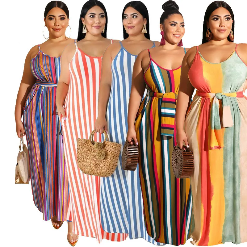 2020 Summer Women's Dress European and American Plus Size Hot Style Model Striped Print Maxi Dress XL-5XL
2020 Summer Women's Dress European and American Plus Size Hot Style Model Striped Print Maxi Dress XL-5XL