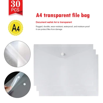 30pcs A4 File Storage Bag Transparent PP Folders Binder Bill Envelope Storage Bag School Student Test Paper Holder Waterproof
30pcs A4 File Storage Bag Transparent PP Folders Binder Bill Envelope Storage Bag School Student Test Paper Holder Waterproof