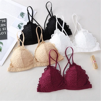 Wireless Bra Women Deep V Bralette Girls Lace Lingerie Seamless Triangle Cup Thin French Style Soft Underwear 
Wireless Bra Women Deep V Bralette Girls Lace Lingerie Seamless Triangle Cup Thin French Style Soft Underwear