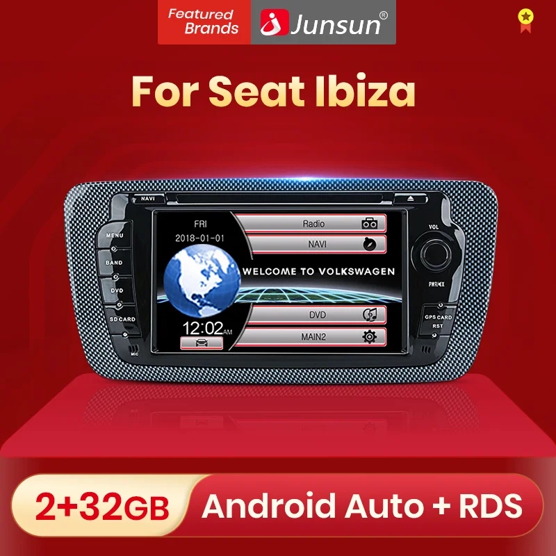 Фото Junsun 2 din Car Radio car dvd player For Seat Ibiza 2009 2010 2011 2012 2013 Android 9.0 GPS navigation 2GB+32GB Optional | Автомобили и