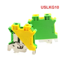 

1Pcs USLKG10 Ground Terminal Blocks DIN Rail Screw Morsettiera UK-10N Yellow Green Earthing Bornier Connector 8AWG 10mm²