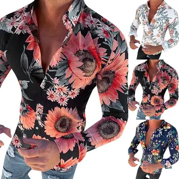 Stylish Men Autumn Long Sleeve 3D Floral Print Button Down Cotton Slim Shirt 
Stylish Men Autumn Long Sleeve 3D Floral Print Button Down Cotton Slim Shirt