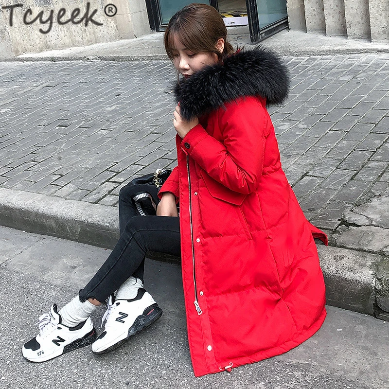 Tcyeek Winter Duck Down Jacket Women Long Down Coat Female Jacket Clothes Ladies Large Raccoon Fur Hooded Warm Coat Hiver LW1724
Tcyeek Winter Duck Down Jacket Women Long Down Coat Female Jacket Clothes Ladies Large Raccoon Fur Hooded Warm Coat Hiver LW1724