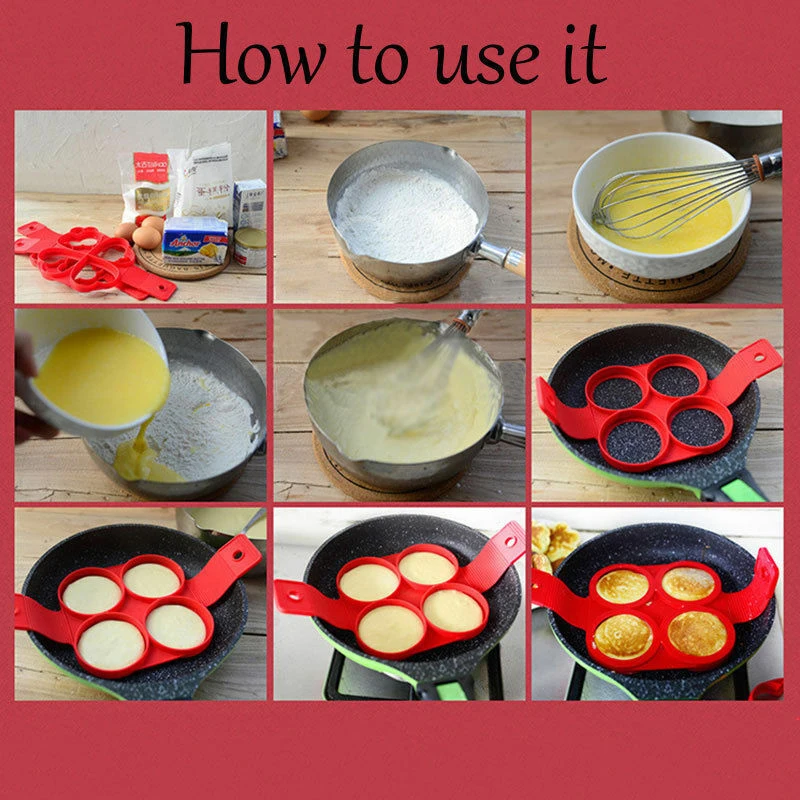 Fried Egg Pancake Maker Nonstick Cooking Tool Egg Cooker Pan Flip Round Heart Pancake Maker Eggs Mold Baking Accessories