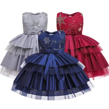 Elegant Formal Dress For Girls Wedding Evening Clothes Kids Star embroidered Satin dress for Girls Princess Party Layered Frocks
Elegant Formal Dress For Girls Wedding Evening Clothes Kids Star embroidered Satin dress for Girls Princess Party Layered Frocks