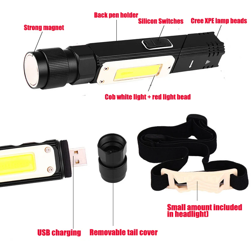 90 Degree Multifunction Flashlight Folding COB Work Light USB Magnetic Inspection Light BB55
90 Degree Multifunction Flashlight Folding COB Work Light USB Magnetic Inspection Light BB55