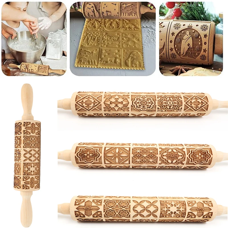 35x5cm Christmas wooden Rolling Pins Elk Rolling Embossing Baking Cookies Biscuit Fondant Cake Patterned Roller Kitchen Tools
35x5cm Christmas wooden Rolling Pins Elk Rolling Embossing Baking Cookies Biscuit Fondant Cake Patterned Roller Kitchen Tools