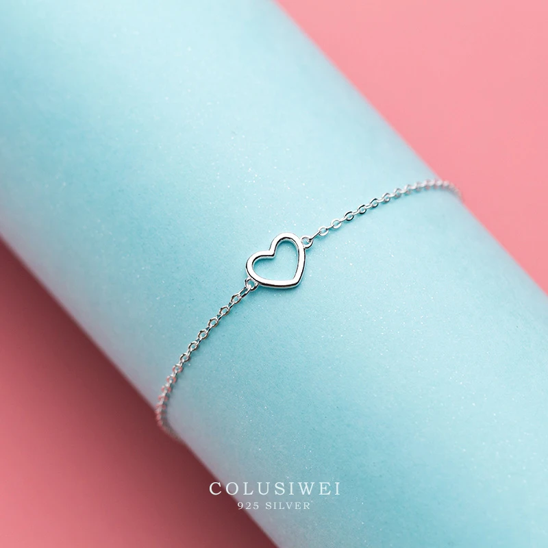 Colusiwei натуральная 925 стерлингового серебра романтическое сердце звено цепи