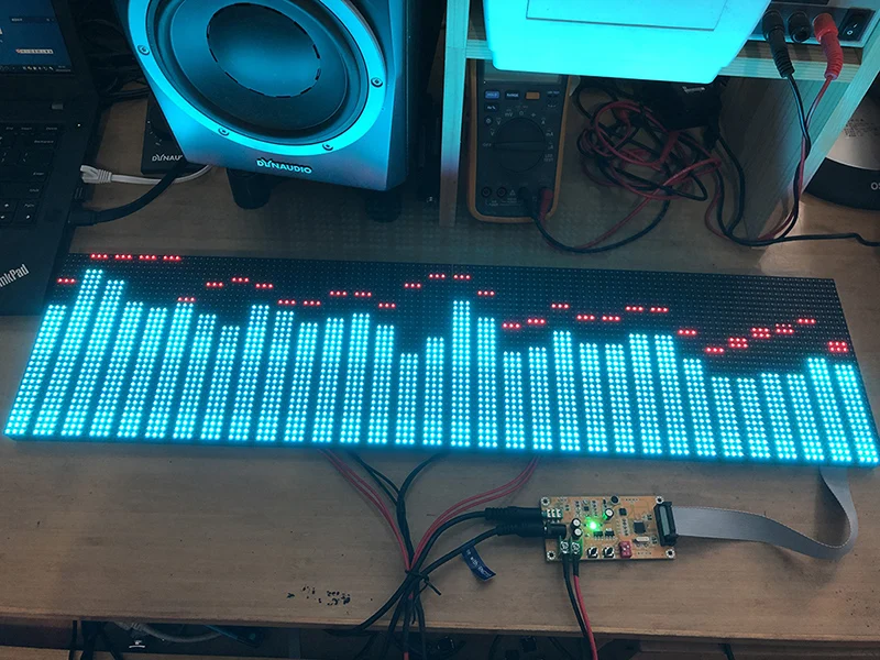 Full Color RGB Music Audio Spectrum Display Screen KTV Stage LED Rhythm Light 64 Mode Level Indicator VU Meter DIY