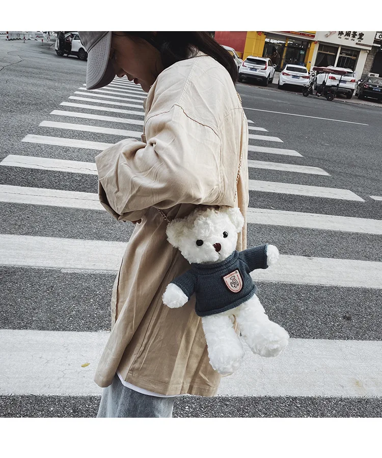 Cute Plush Bear Crossbody Bag Girl Cusual Fur Shoulder Bags Fashion Women Chain Messenger Bag Japanese Korea Style Cute Plush Bear Crossbody Bag Girl Cusual Fur Shoulder Bags Fashion Women Chain Messenger Bag Japanese Korea Style