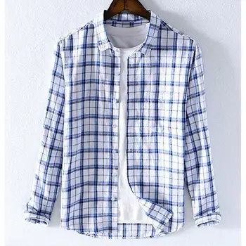 High quality New long sleeve Linen Men's shirt Camisa masculina casual plaid lapel mens clothing shirts fashion male linen tops
High quality New long sleeve Linen Men's shirt Camisa masculina casual plaid lapel mens clothing shirts fashion male linen tops