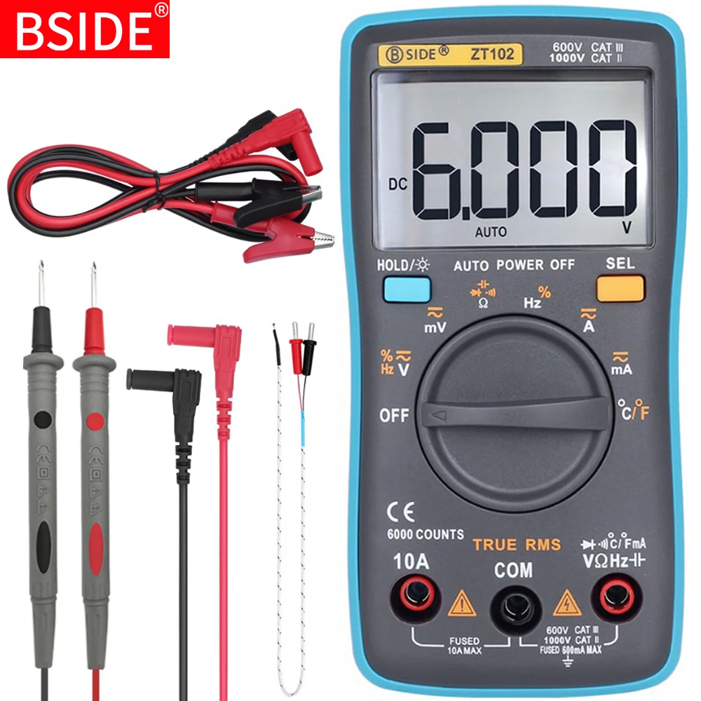 BSIDE Digital Multimeter Voltage Tester Multimetro With Continuity Frequency Resistance Capacitance Temperature Diode Test
BSIDE Digital Multimeter Voltage Tester Multimetro With Continuity Frequency Resistance Capacitance Temperature Diode Test