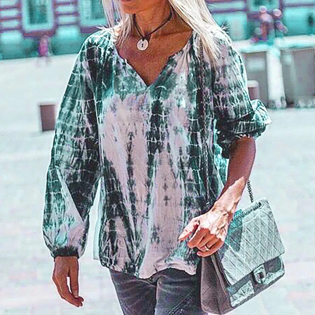Fashion womens blouses V-Neck Long Sleeves Tie-dyed Print Easy Tops Shirt loose Ladies boho clothing blouse et chemisier femme
Fashion womens blouses V-Neck Long Sleeves Tie-dyed Print Easy Tops Shirt loose Ladies boho clothing blouse et chemisier femme