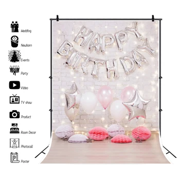 Pink Backdrop For Photography Gray Brick Wall Happy Birthday Party Balloons Floral Decor Baby Child Photo Background Photostudio 
Pink Backdrop For Photography Gray Brick Wall Happy Birthday Party Balloons Floral Decor Baby Child Photo Background Photostudio
