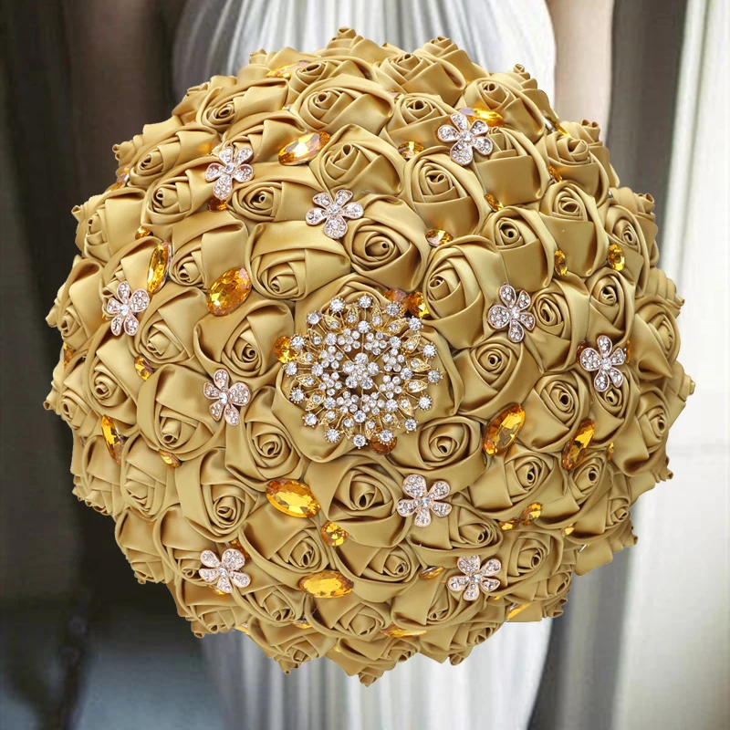 1pc/lot Gold Brooch Diamond Bridal Wedding Bouquets Bridal Crystal Silk Flowers Bridal Bouquets de noiva Factory Custom
1pc/lot Gold Brooch Diamond Bridal Wedding Bouquets Bridal Crystal Silk Flowers Bridal Bouquets de noiva Factory Custom