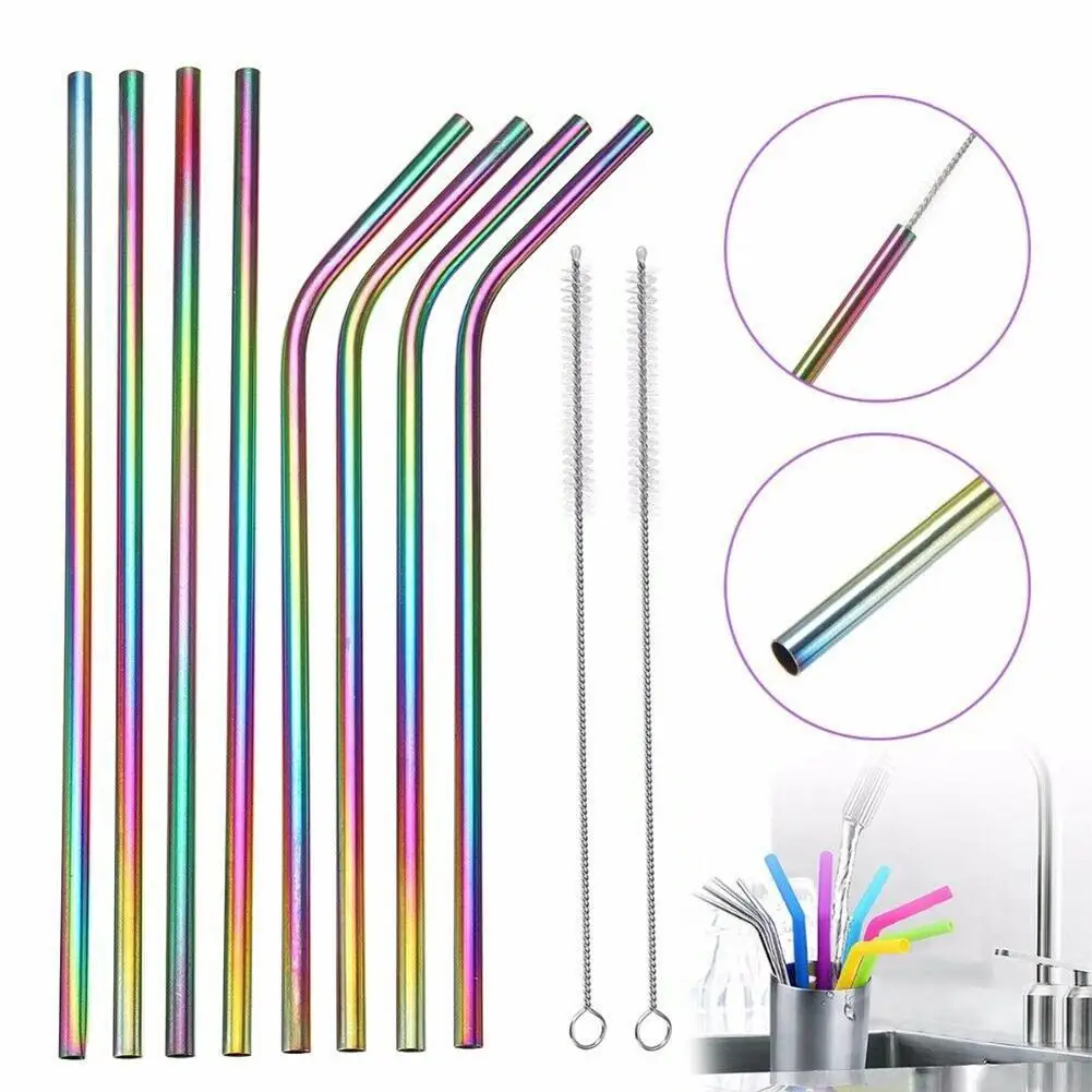 4/8Pcs Rainbow Color Bubble Stainless Steel Straws Reusable Drinking Straw Milk Metal Straw With Brush
4/8Pcs Rainbow Color Bubble Stainless Steel Straws Reusable Drinking Straw Milk Metal Straw With Brush