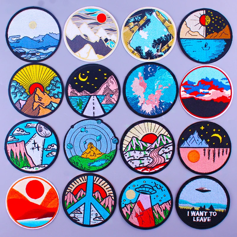 Round Mountain Patch Embroidered Patches For Clothing Sun Sea Wave Iron On Patches For Clothes Van Gogh Iron Stickers On Clothes
Round Mountain Patch Embroidered Patches For Clothing Sun Sea Wave Iron On Patches For Clothes Van Gogh Iron Stickers On Clothes