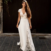 Bohemian A Line Lace Wedding Dress 2022 V Neck Backless Applique Short Sleeve For Women Satin Bridal Gown Custom Made Hot Sale
Bohemian A Line Lace Wedding Dress 2022 V Neck Backless Applique Short Sleeve For Women Satin Bridal Gown Custom Made Hot Sale