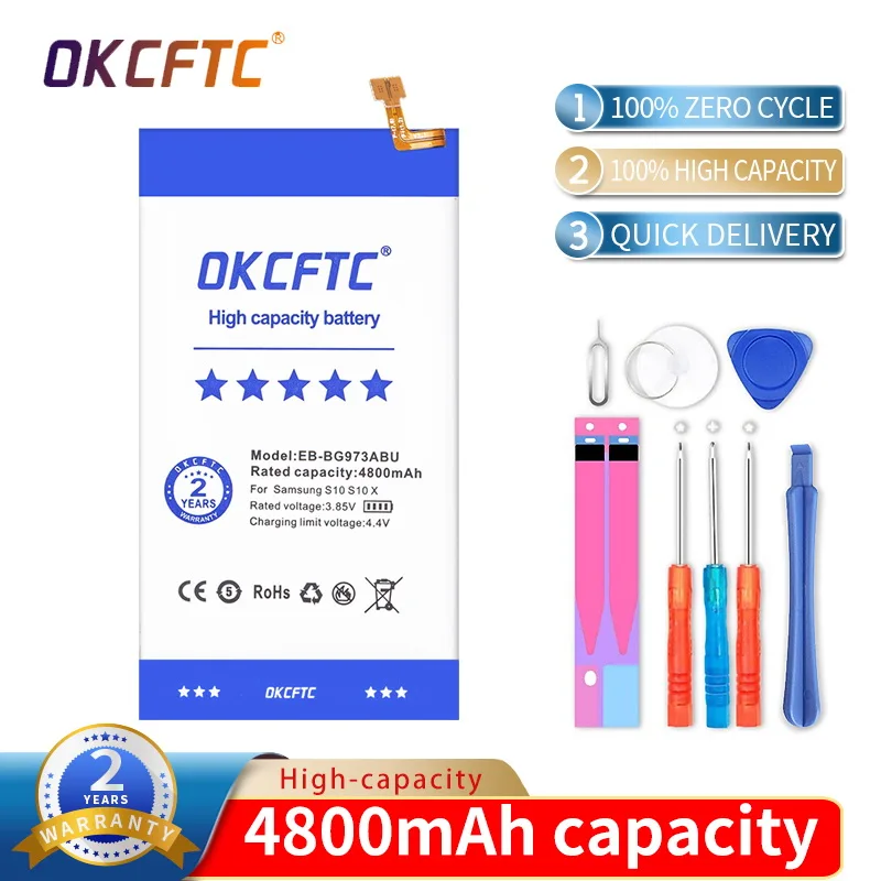 OKCFTC Genuine Battery 4800mAh EB-BG973ABU for Samsung Galaxy S10 S10X SM-G973 G973F G973U G973W G9730 Cellphone Batteria
OKCFTC Genuine Battery 4800mAh EB-BG973ABU for Samsung Galaxy S10 S10X SM-G973 G973F G973U G973W G9730 Cellphone Batteria