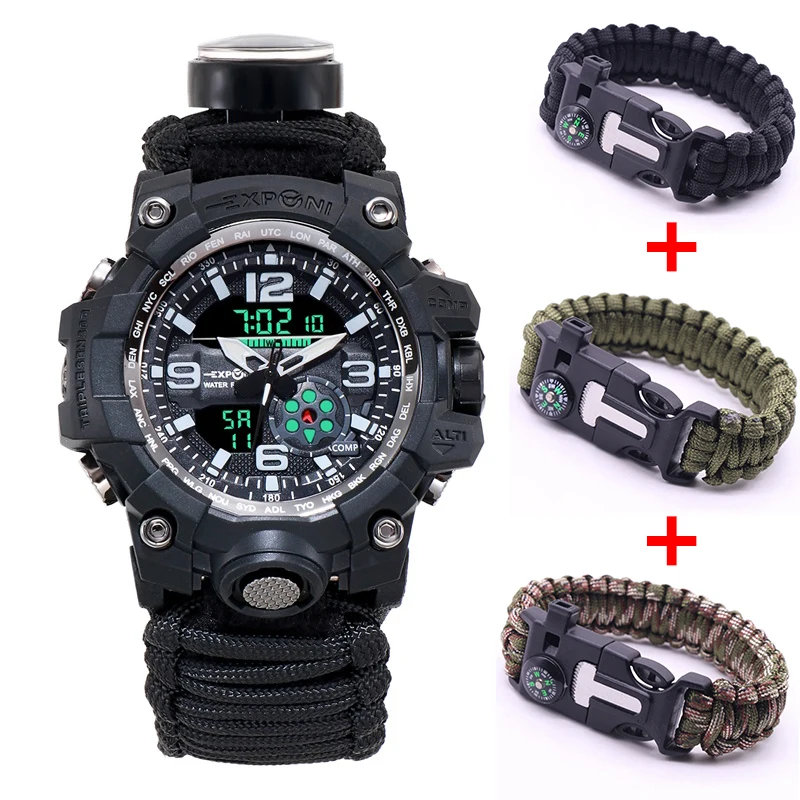 Mens Watches Sports Watch Military Nylon Strap Compass Adventure 50M Waterproof Survival Essential Men Digital Watch Relgio
Mens Watches Sports Watch Military Nylon Strap Compass Adventure 50M Waterproof Survival Essential Men Digital Watch Relgio