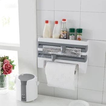 Kitchen Paper Towel Storage Rack Multifunction Cling Film Wrap Cutter Holder Wall Mounted Sauce Storage Rack Kitchen Organizer
Kitchen Paper Towel Storage Rack Multifunction Cling Film Wrap Cutter Holder Wall Mounted Sauce Storage Rack Kitchen Organizer