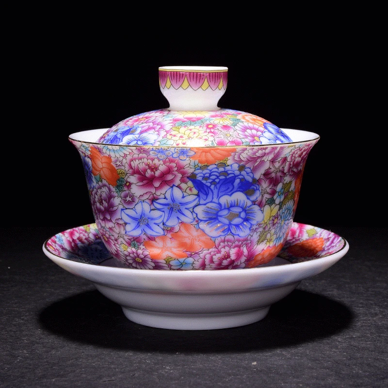 150ml Jingdezhen Exquisite Enamel Color Gaiwan Ceramic Porcelain Tea Bowl Master Tea Tureen Kung Fu Tea Set Teacup Home Decor
150ml Jingdezhen Exquisite Enamel Color Gaiwan Ceramic Porcelain Tea Bowl Master Tea Tureen Kung Fu Tea Set Teacup Home Decor
