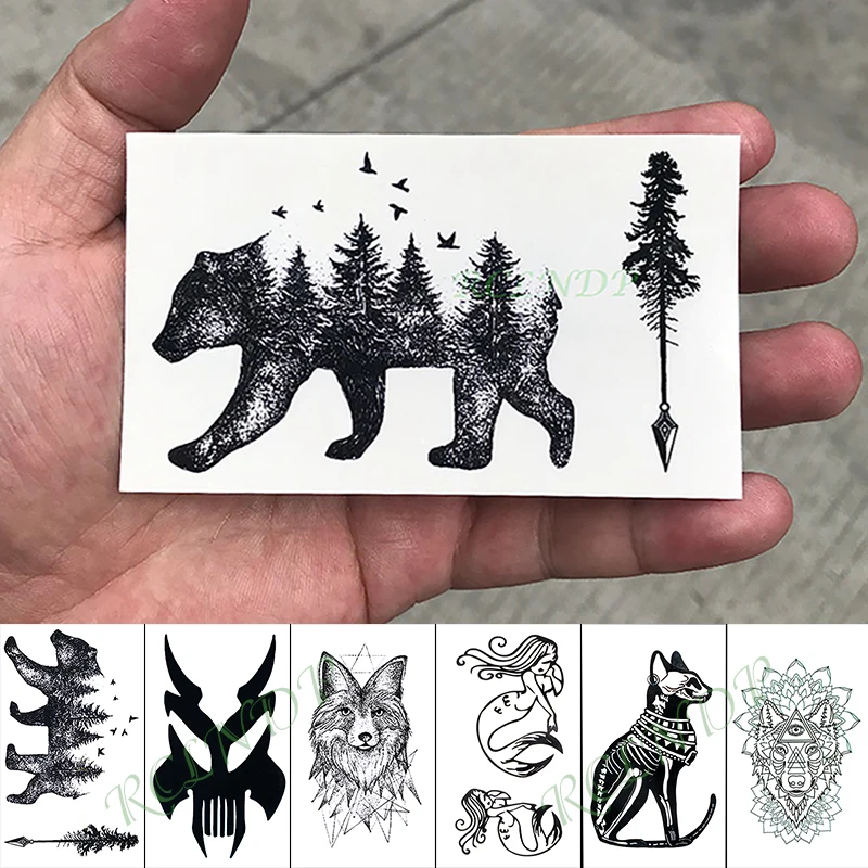 Waterproof Temporary Tattoo Sticker Bear Tree Mermaid wolf dog Fake Tatto Hand Arm Foot Flash Tatoo for Kid Girl Men Women
Waterproof Temporary Tattoo Sticker Bear Tree Mermaid wolf dog Fake Tatto Hand Arm Foot Flash Tatoo for Kid Girl Men Women