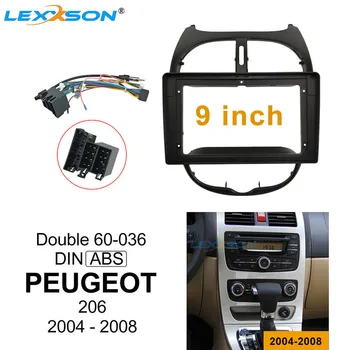 Car Fascia For PEUGEOT 206 2004-2008 Double Din Car dvd Frame 9 Inch Fascias Audio Fitting Adaptor Facia Panel Dashboard