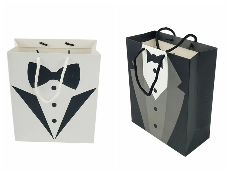 

(20 Pcs/Lot) Wedding Decoration Favor Bags of Groom gift bags for groomsman shopping bags and Party Tuxedo Paper box packing