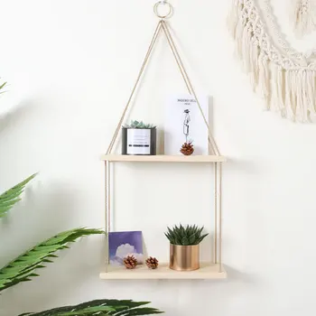 Nordic Style Wooden Hanging Rack Wall Decoration Displays Storage Rack Jute Rope Wood Wall Floating Hanging Shelves Home Decor
Nordic Style Wooden Hanging Rack Wall Decoration Displays Storage Rack Jute Rope Wood Wall Floating Hanging Shelves Home Decor