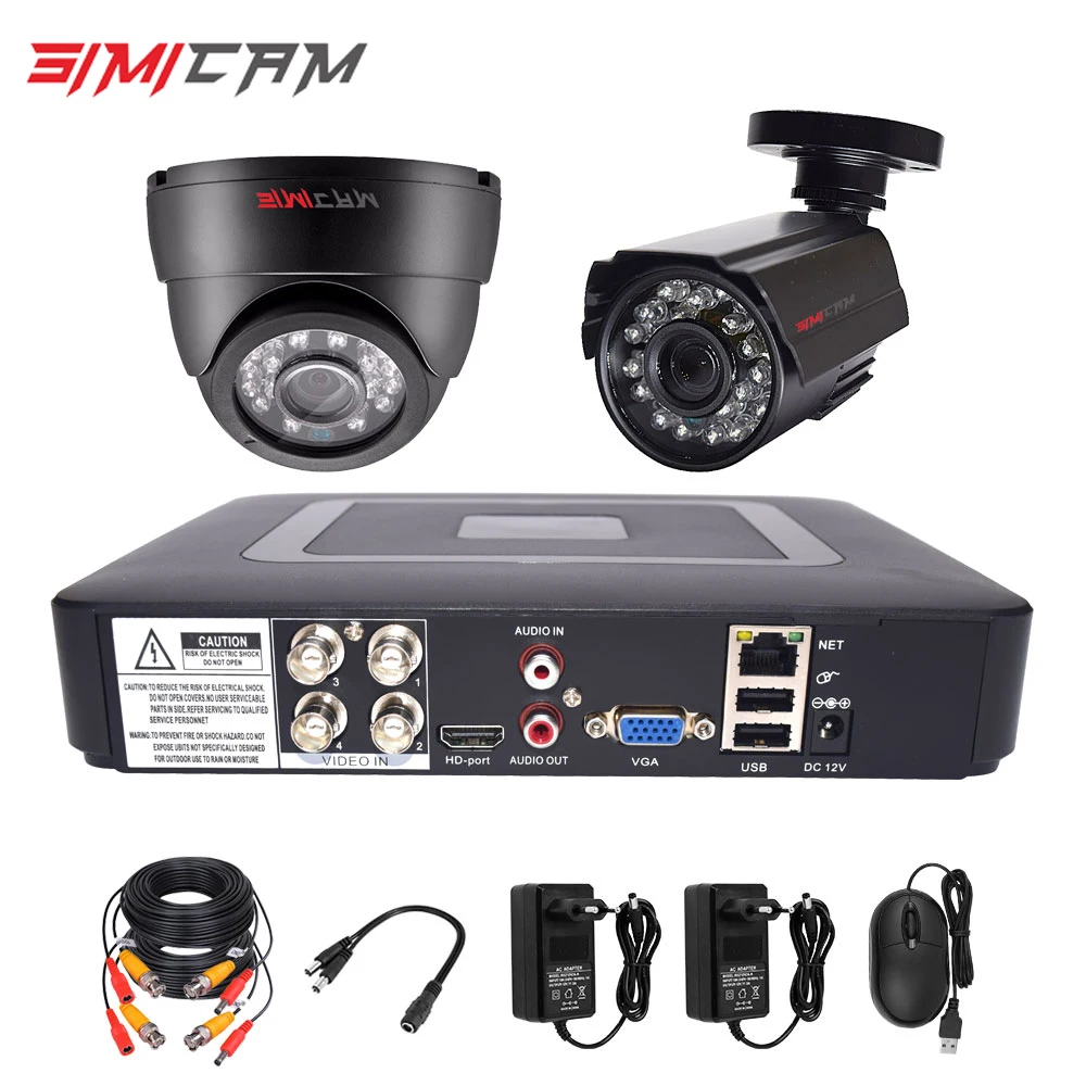 

4CH DVR CCTV Video Surveillance Set AHD Analog Cameras Kit 2Pcs Dome Bullet Infrared 1080P 2MP 6in1 DVR Security Camera System