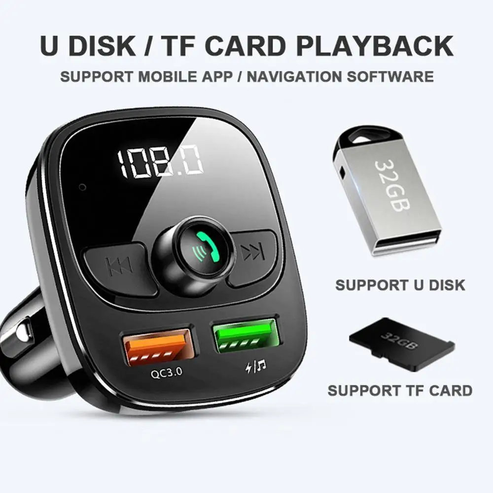 QC 3.0 Handsfree Fm Transmitter Modulator Car Bluetooth Car Kit Fast Dual USB Charger Car MP3 Player TF Card Music Adapter
QC 3.0 Handsfree Fm Transmitter Modulator Car Bluetooth Car Kit Fast Dual USB Charger Car MP3 Player TF Card Music Adapter