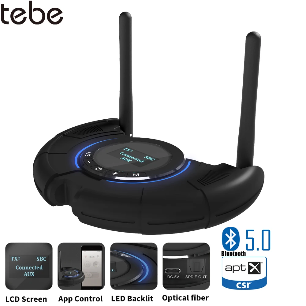 tebe 120M Long Range Bluetooth Receiver Transmitter LCD Display aptX Low Latency Wireless Audio Adapter With 3.5mm Aux SPDIF
tebe 120M Long Range Bluetooth Receiver Transmitter LCD Display aptX Low Latency Wireless Audio Adapter With 3.5mm Aux SPDIF