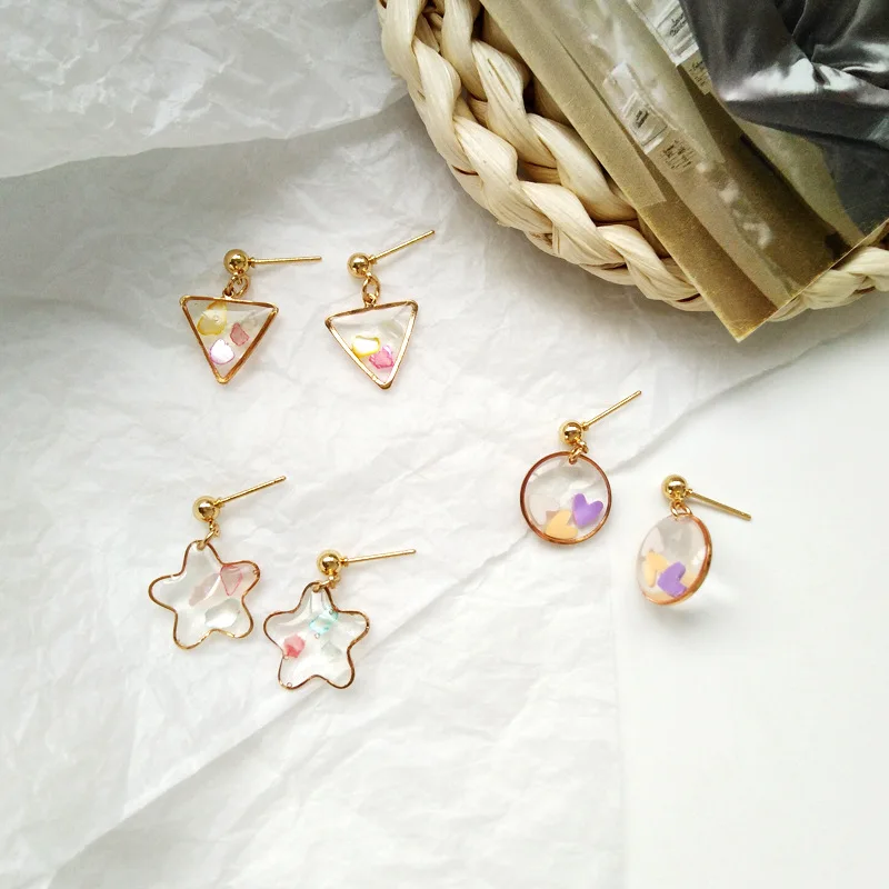 Girls Earrings Japan and South Korea Fashionable and colorful Cute Triangle Star Earrings Women Jewelry
Girls Earrings Japan and South Korea Fashionable and colorful Cute Triangle Star Earrings Women Jewelry