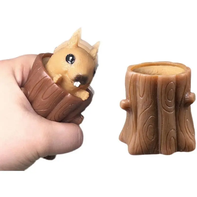 

Squeeze Decompression Funny Tree Stump Cartoon Animal Anti Stress Relief Soft Interesting Squishy Adult Gifts Evil Squirrel Toys