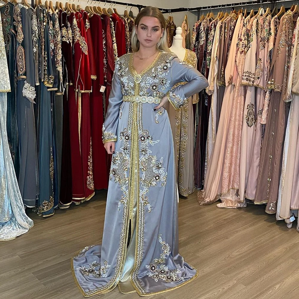 Bbonlinedress марокканские Caftan вечерние платья с бусинами ручная работа мусульманское