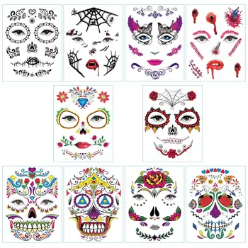 10 Sheets Halloween Temporary Face Tattoos Makeup Stickers for Men Women Halloween Cosplay Masquerade Party Supplies 
10 Sheets Halloween Temporary Face Tattoos Makeup Stickers for Men Women Halloween Cosplay Masquerade Party Supplies