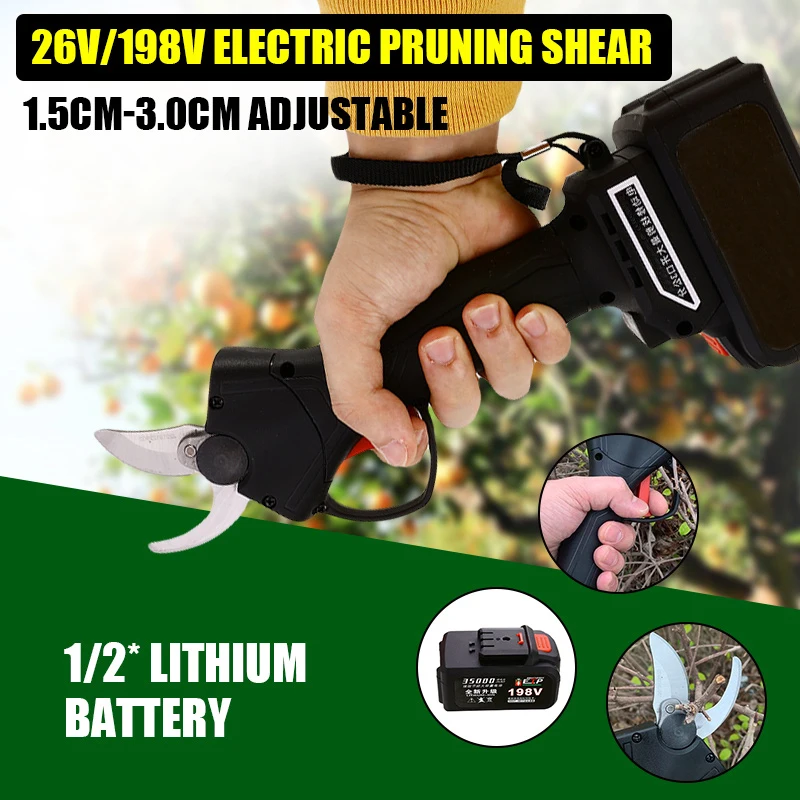 Cordless Rechargeable Lithium Tree Pruning Shears 1.5-3.0cm Adjustable Garden Cutter Pruning Tools Grafting Cutting Shears
Cordless Rechargeable Lithium Tree Pruning Shears 1.5-3.0cm Adjustable Garden Cutter Pruning Tools Grafting Cutting Shears