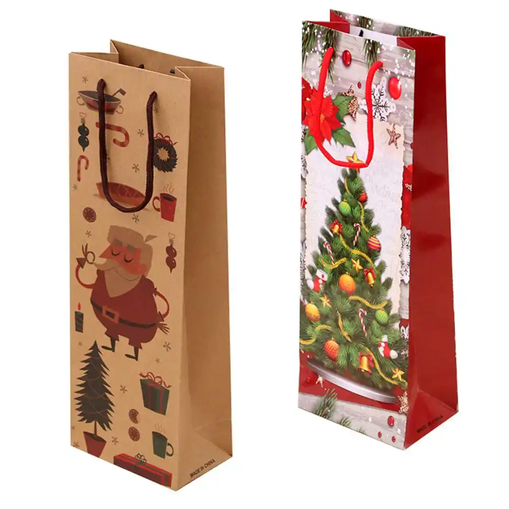 tpfocus 12pcs christmas series printing kraft paper tote bags
