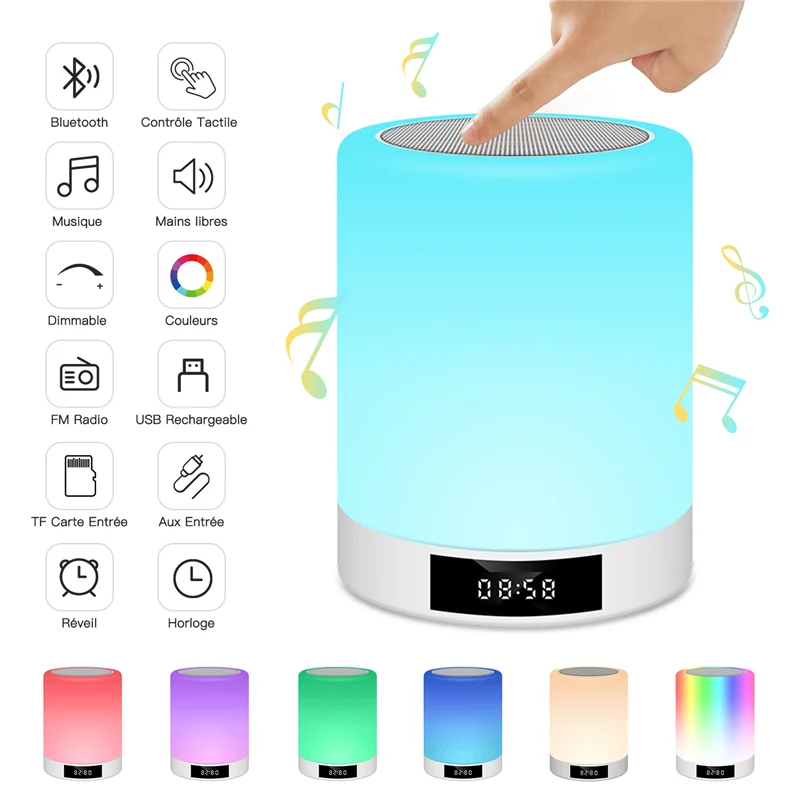Rechargeable Smart LED Touch Control Night Light Portable Lamp Dimmable RGB Color Change Night Light with Bluetooth Speaker
Rechargeable Smart LED Touch Control Night Light Portable Lamp Dimmable RGB Color Change Night Light with Bluetooth Speaker