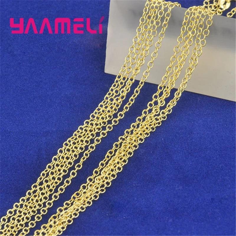 

16-30 Inches Fashion Accessories Yellow Gold Filled Necklaces ROLO Word "O" Chain 1.3MM For Pendant Jewelry 10PCS