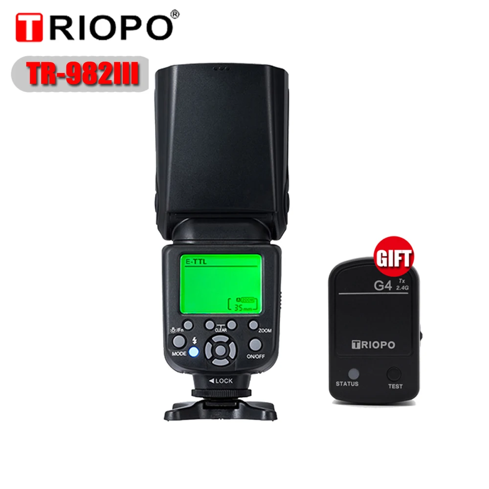 TRIOPO TR-982III High Speed Synchronous TTL Flash 1/8000 LCD Wireless Master Slave Mode Flash Light Speedlite for Nikon Canon
TRIOPO TR-982III High Speed Synchronous TTL Flash 1/8000 LCD Wireless Master Slave Mode Flash Light Speedlite for Nikon Canon