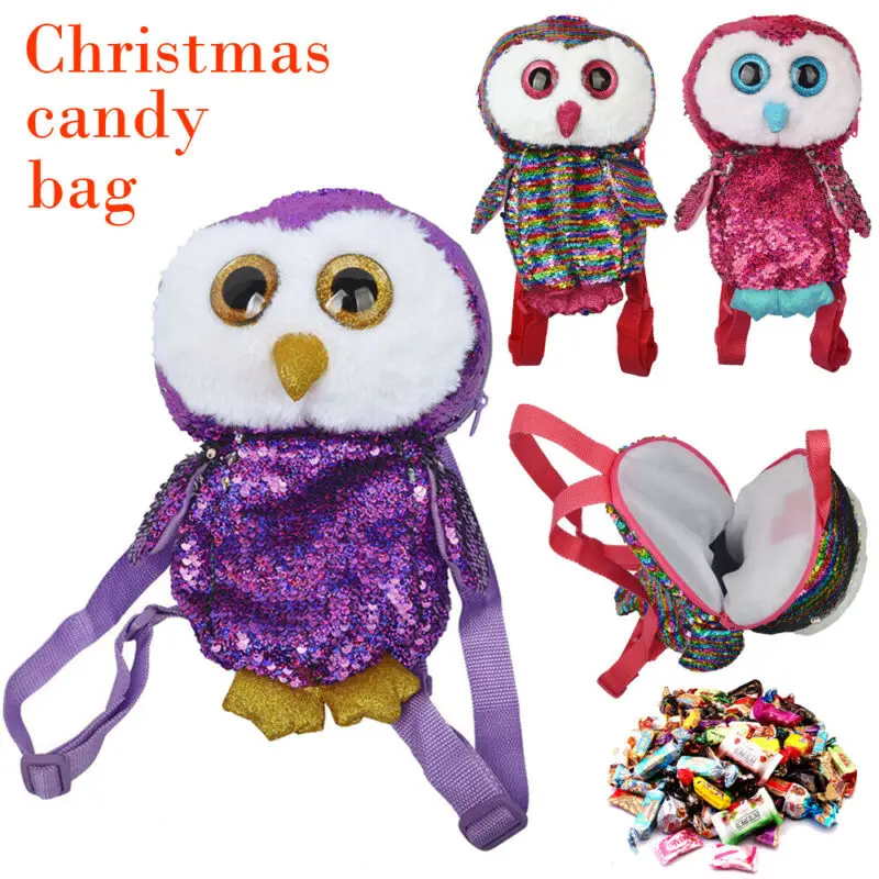Новинка 2019 Детская сумка с блестками лазерный рюкзак совой для детей девочек на